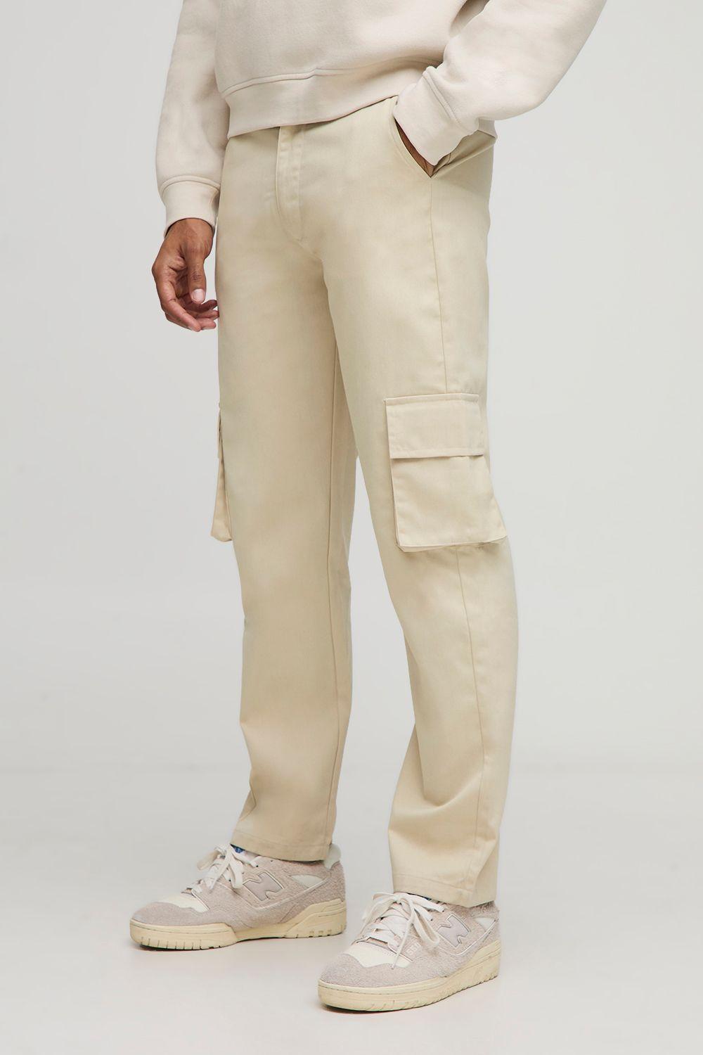 Straight Fit Fixed Waist Cargo Trousers by BOOHOOMAN
