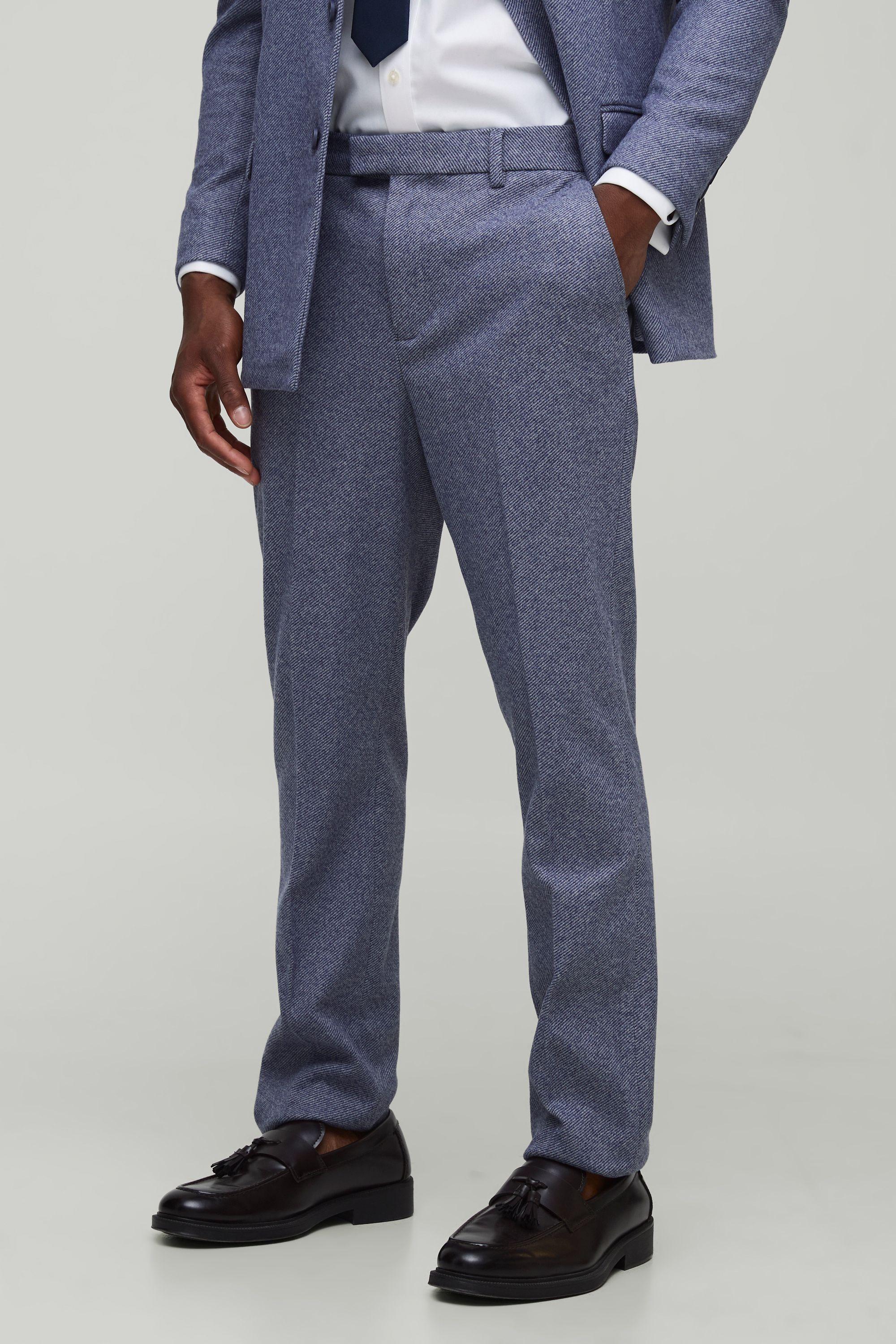 Straight Fit Herringbone Trouser by BOOHOOMAN