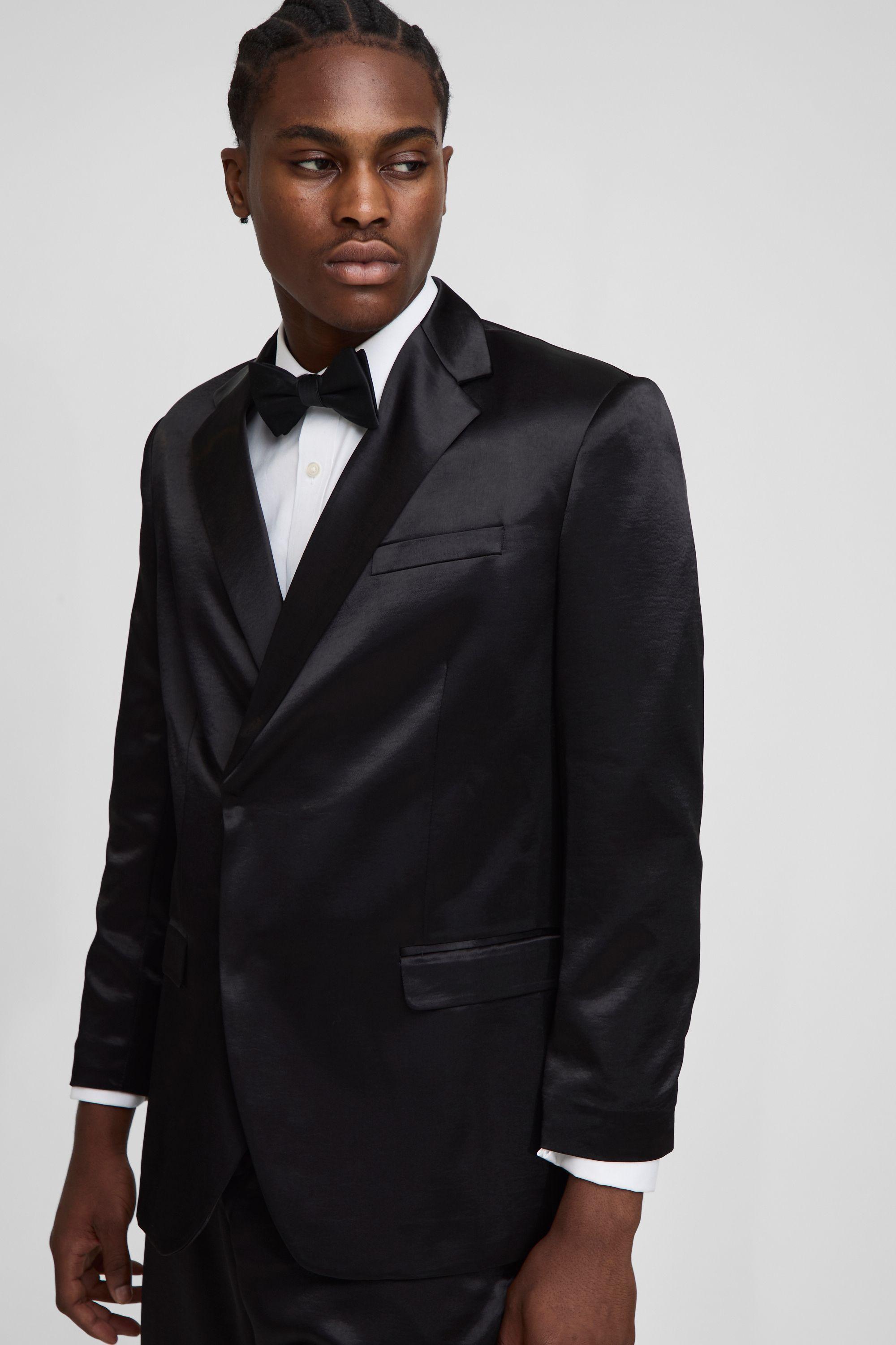 Straight Fit High Shine Blazer by BOOHOOMAN