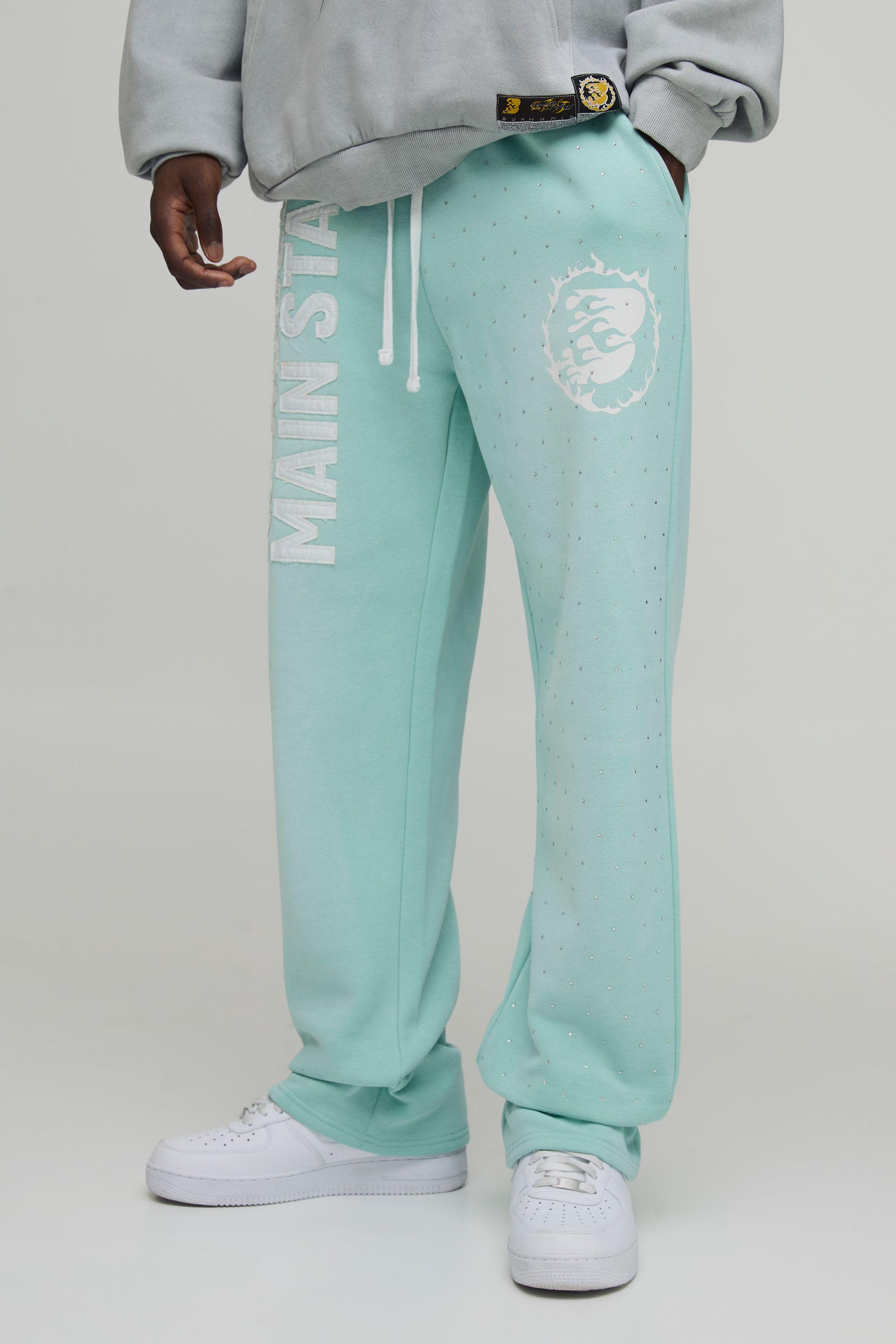 Straight Fit Main Stage Applique Rhinestone Joggers by BOOHOOMAN