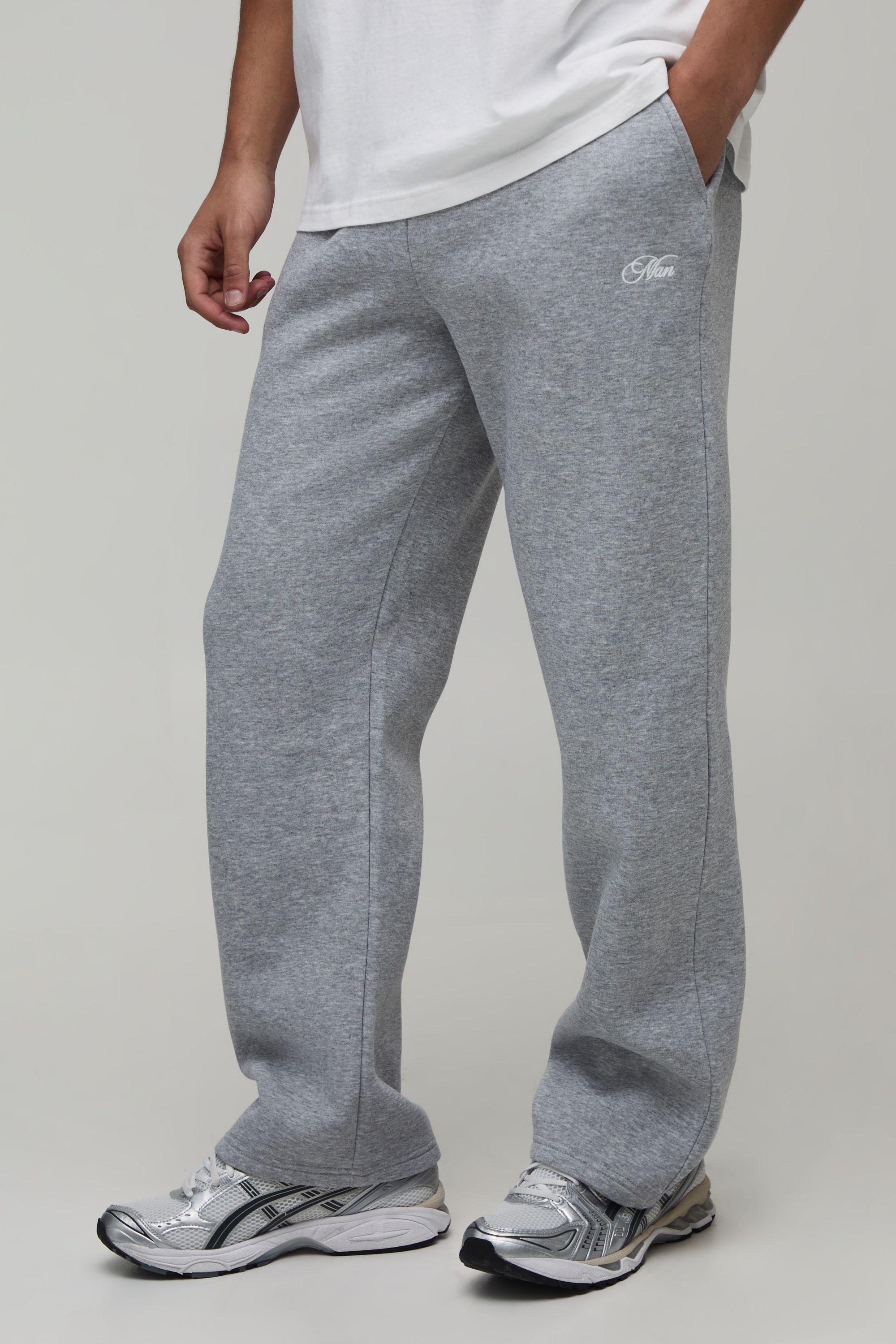 Straight Fit Man Script Embroidered Jogger by BOOHOOMAN