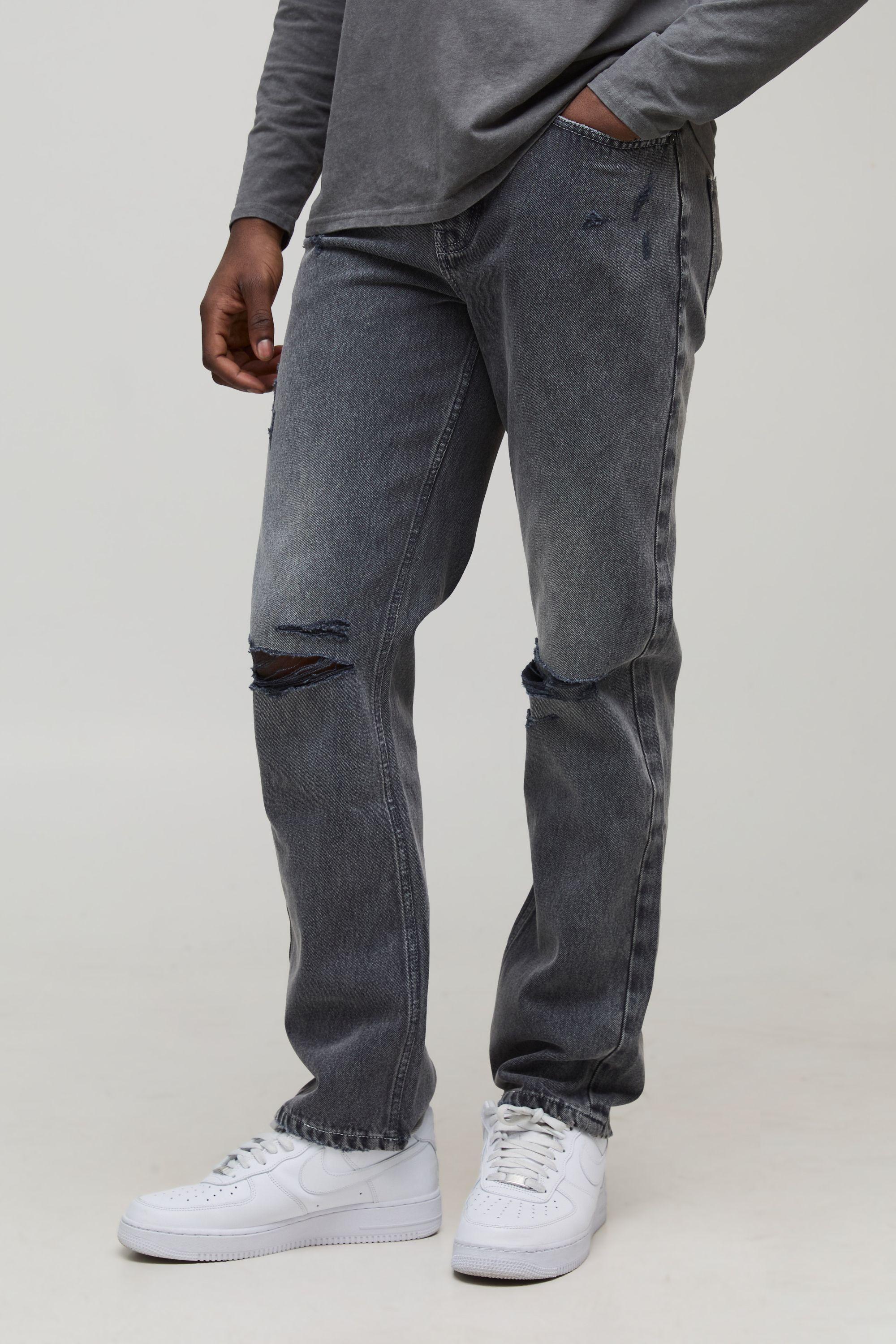 Straight Fit Oil Washed Jeans by BOOHOOMAN