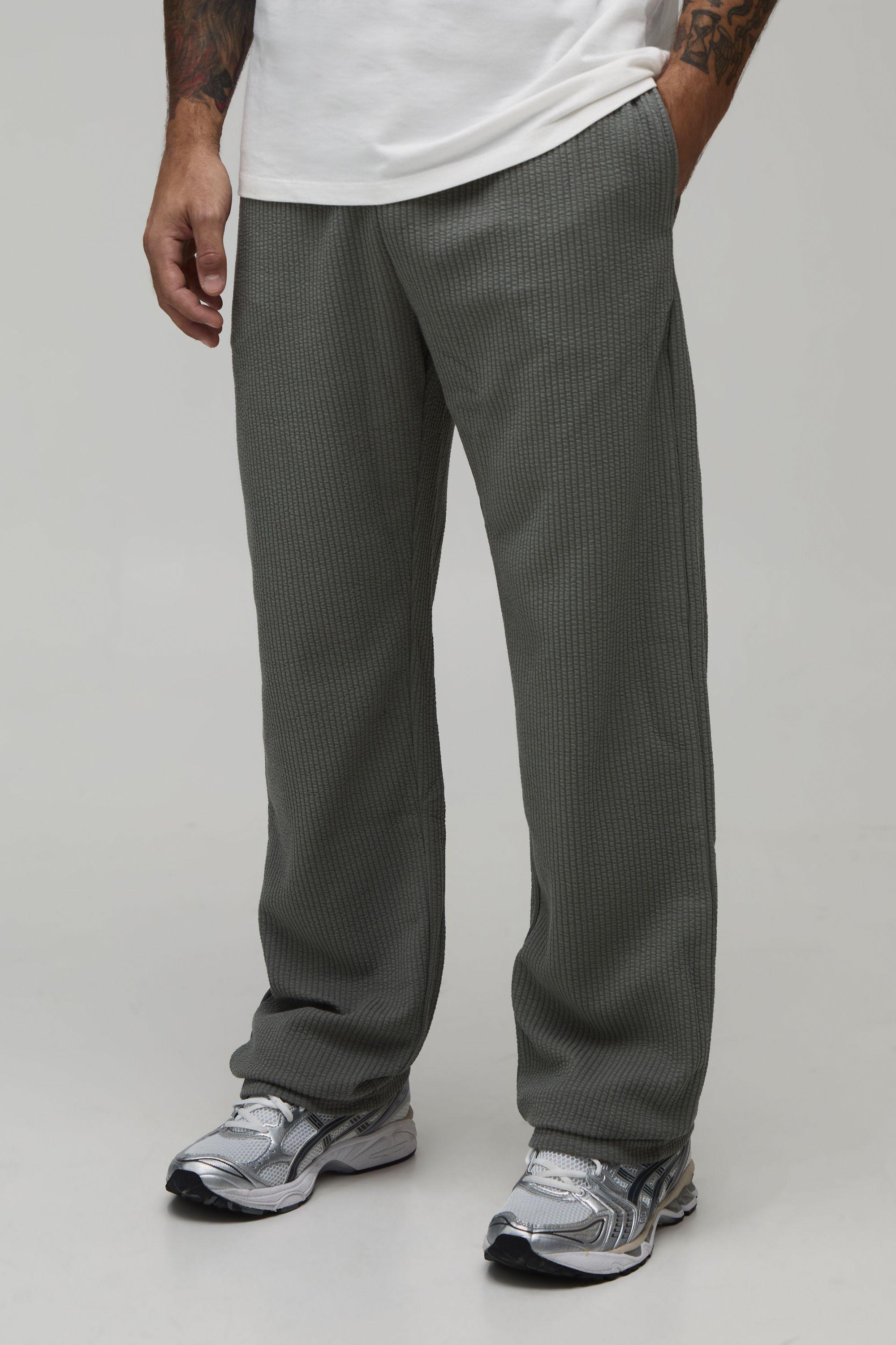 Straight Fit Ribbed Elasticated Waist Jogger by BOOHOOMAN