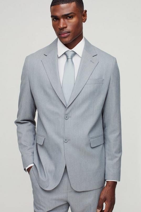 Straight Fit Stipe Texture Blazer by BOOHOOMAN