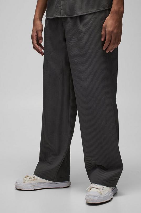 Straight Fit Technical Pleated Half Fixed Waistband Trouser by BOOHOOMAN