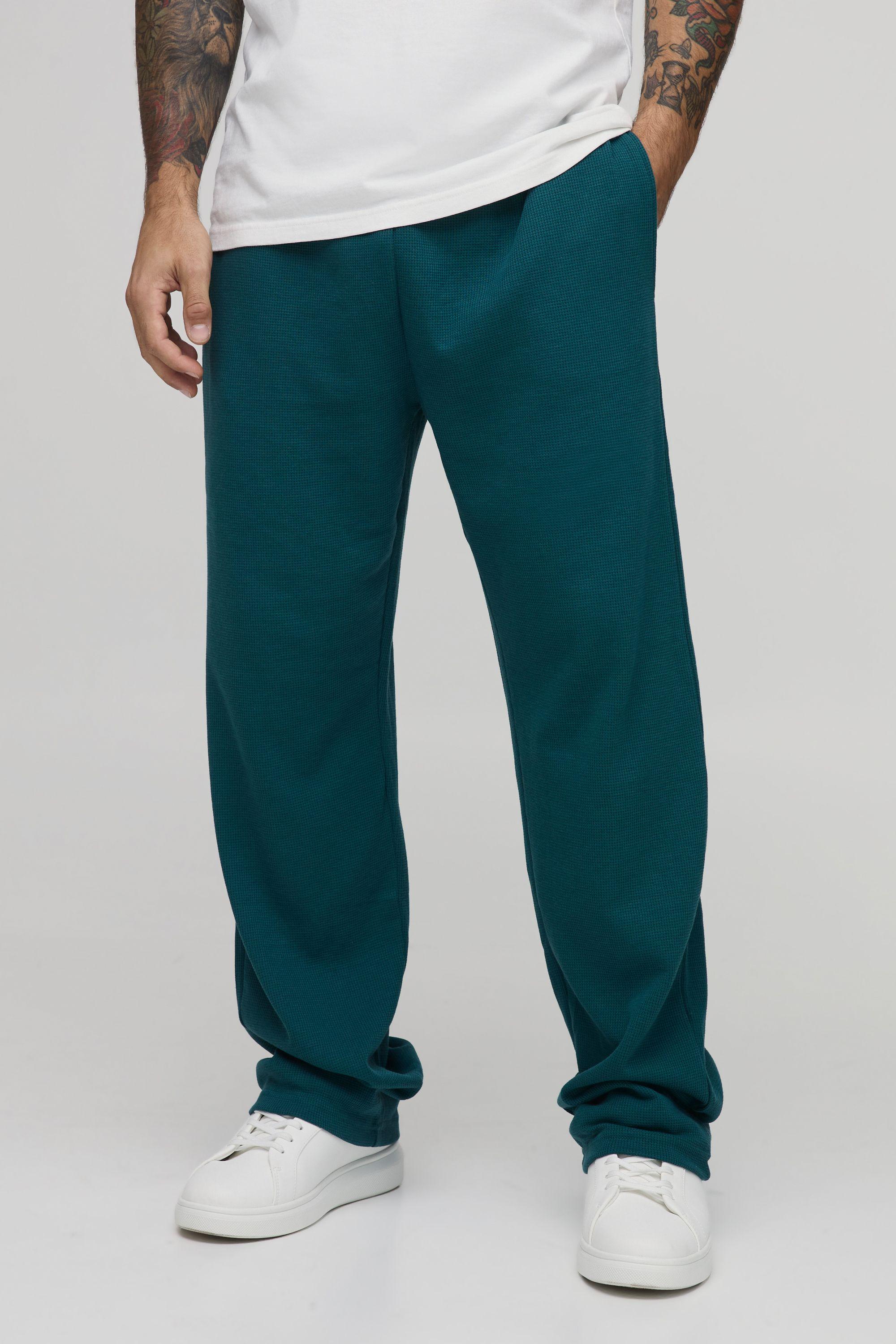Straight Fit Waffle Joggers by BOOHOOMAN