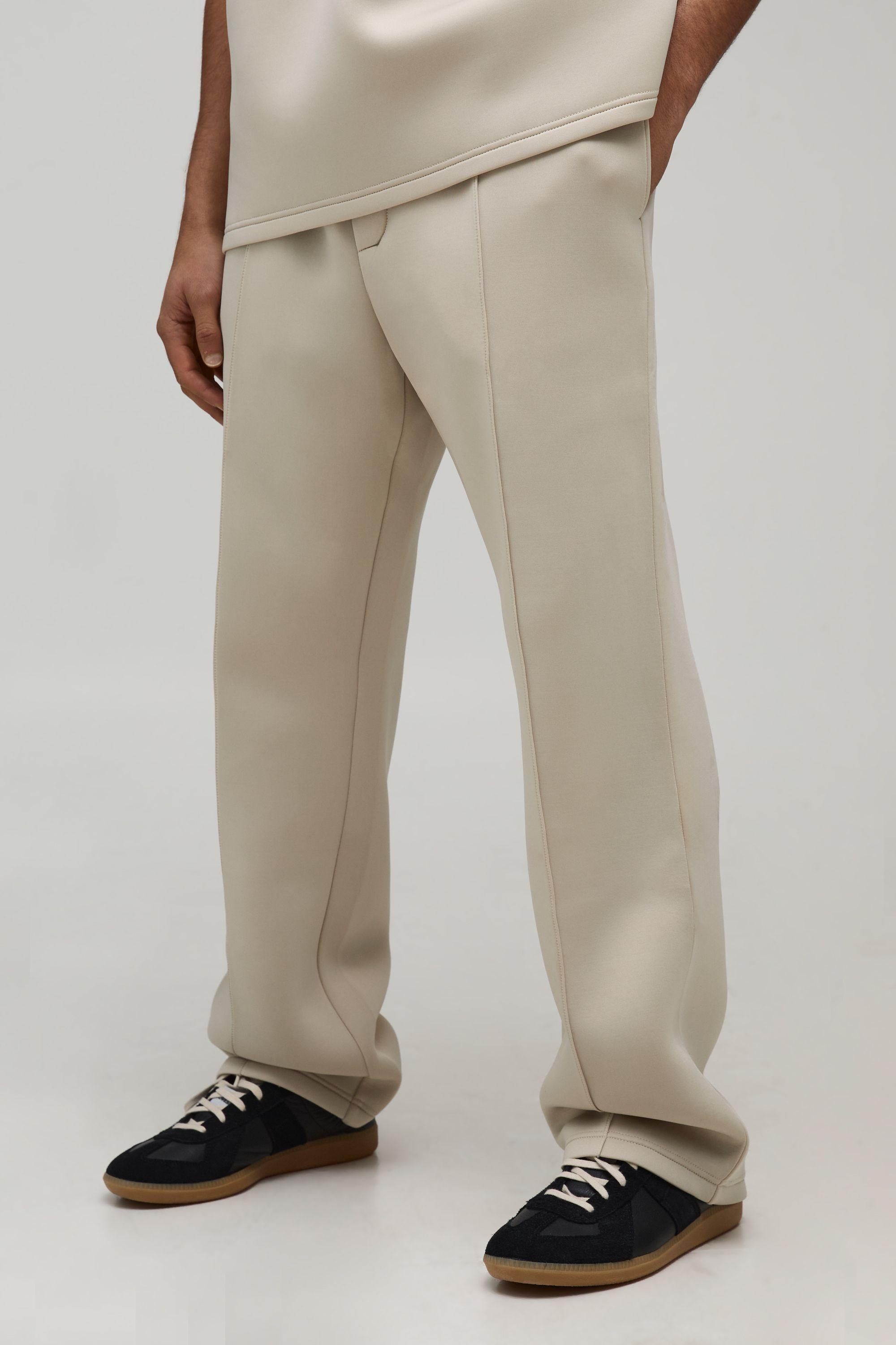 Straight Leg Bonded Scuba Pintuck Joggers by BOOHOOMAN
