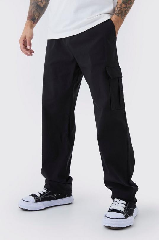 Straight Leg Elasticated Waist Technical Stretch Cargo Trouser by BOOHOOMAN