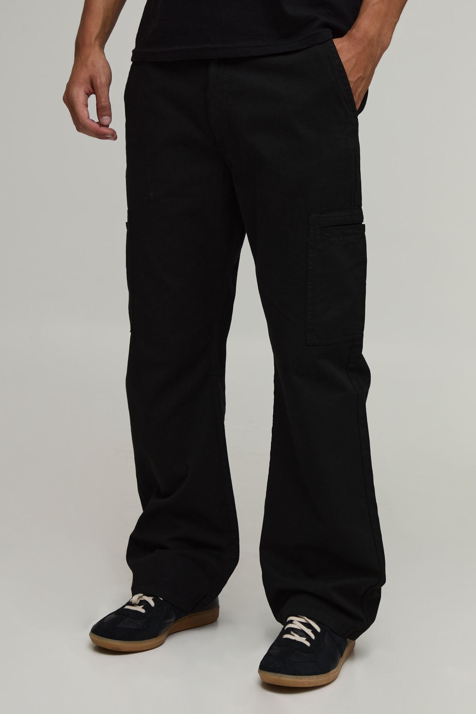 Straight Leg Welt Pocket Cargo Trousers by BOOHOOMAN
