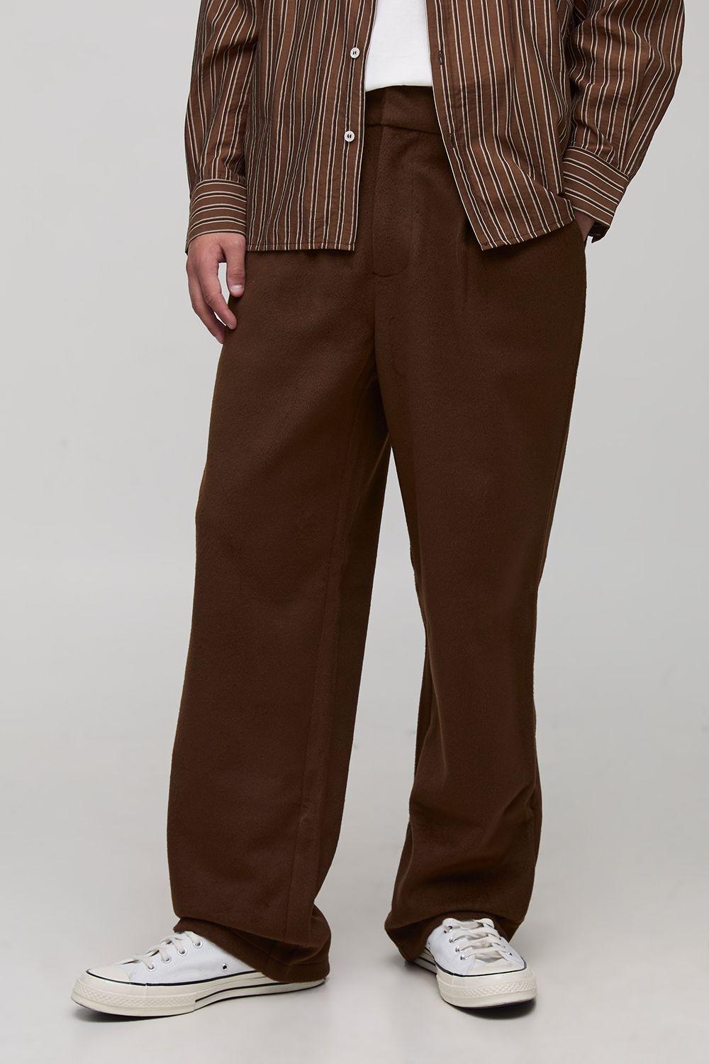 Straight Let Melton Half Fixed Waist Trouser by BOOHOOMAN