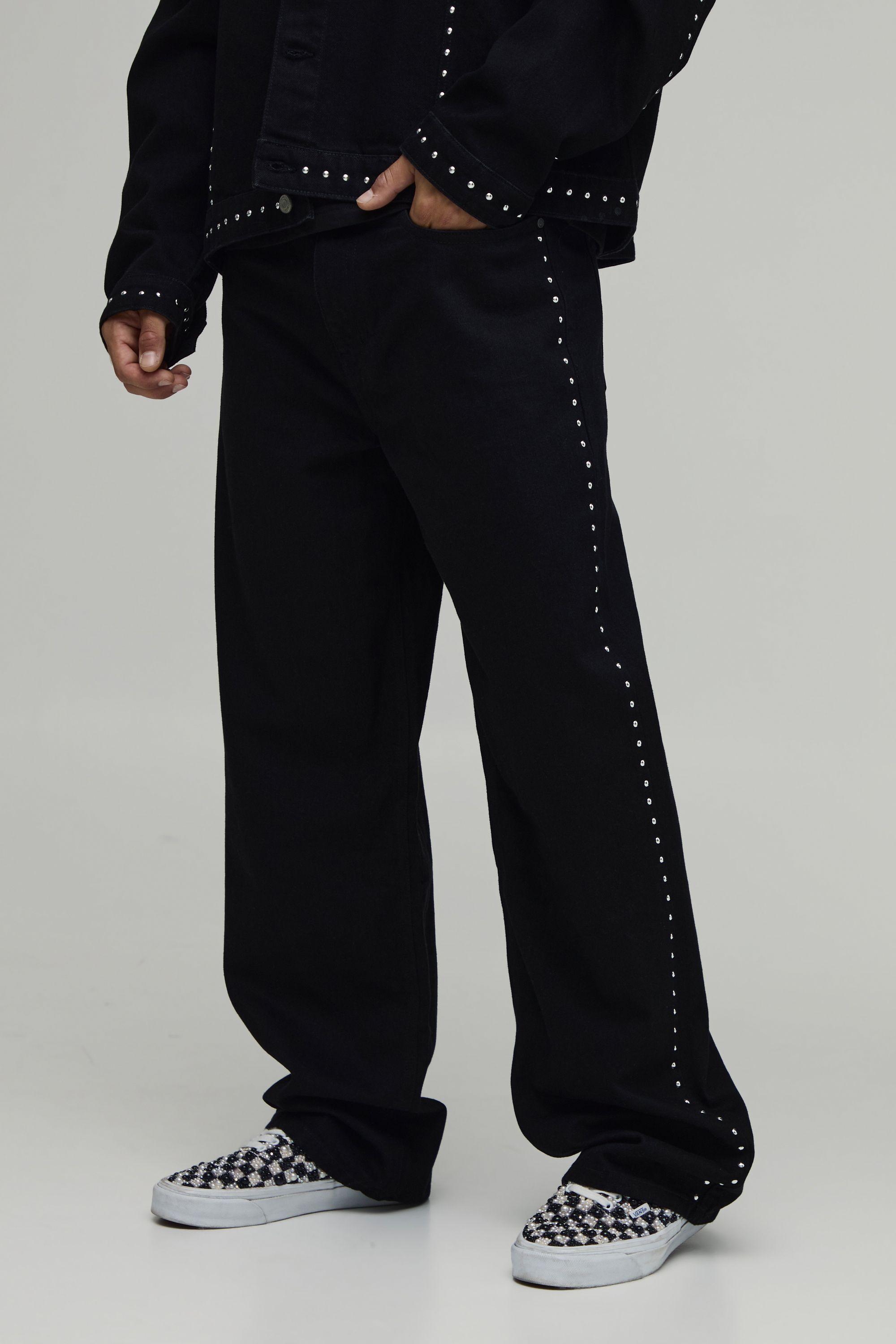 Studded Relaxed Fit Co-Ord Jeans by BOOHOOMAN