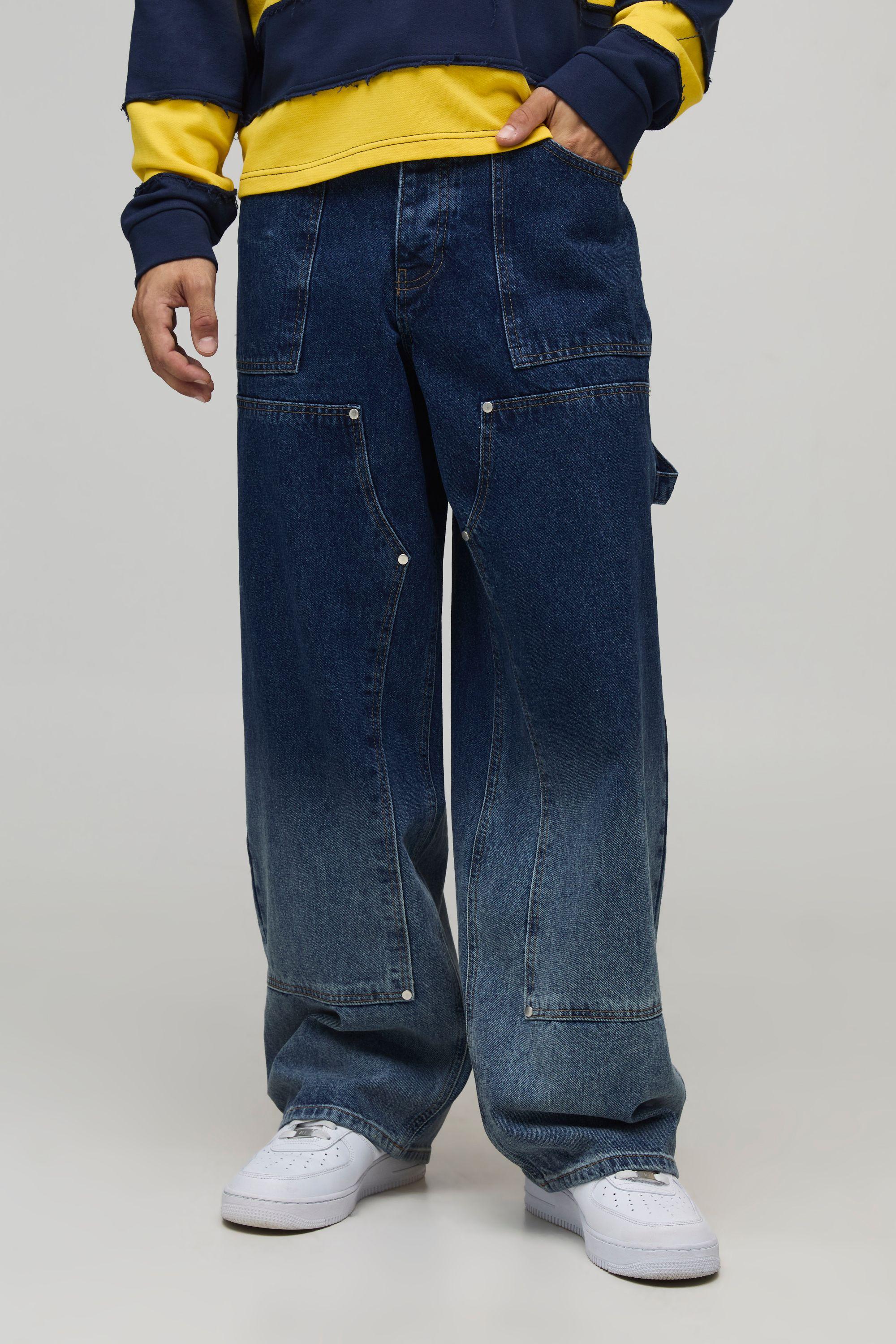 Super Baggy Washed Carpenter Hardware Detail Jeans by BOOHOOMAN