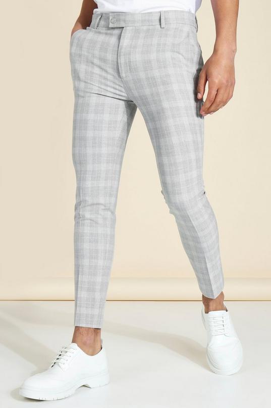 Super Skinny Crop Check Tailored Trouser by BOOHOOMAN