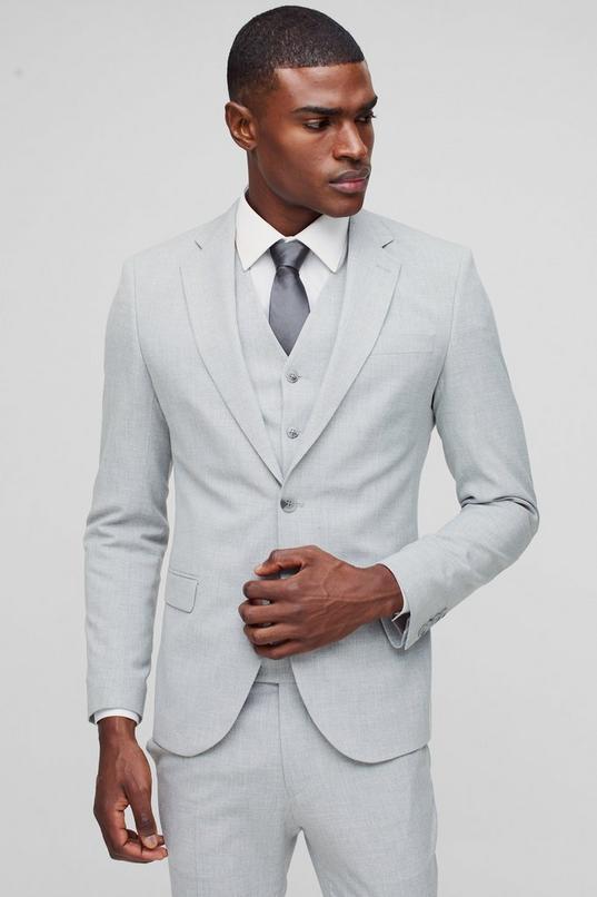 Super Skinny Grey Single Breasted Jacket by BOOHOOMAN