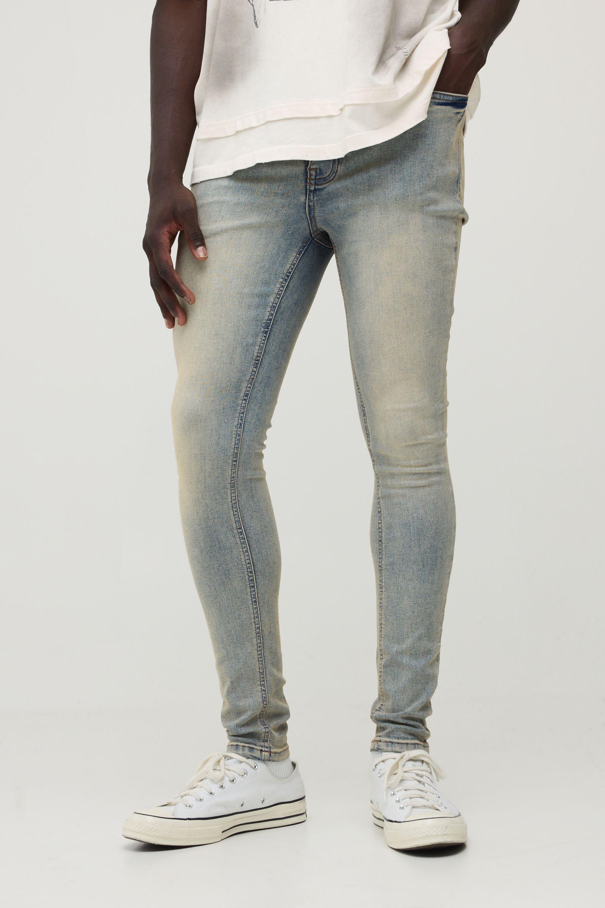 Super Skinny Stretch Bleach Washed Jeans by BOOHOOMAN