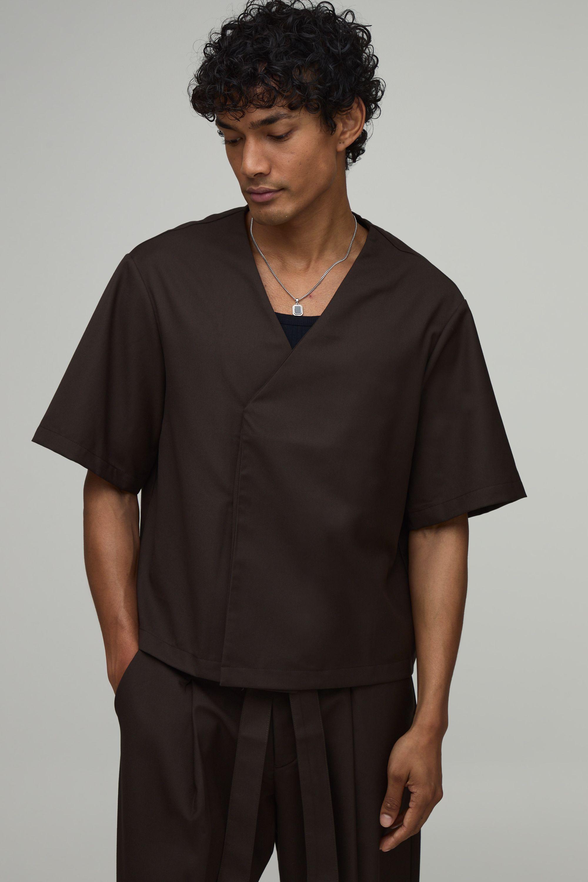 Tailored Boxy Wrap Co-Ord Shirt by BOOHOOMAN