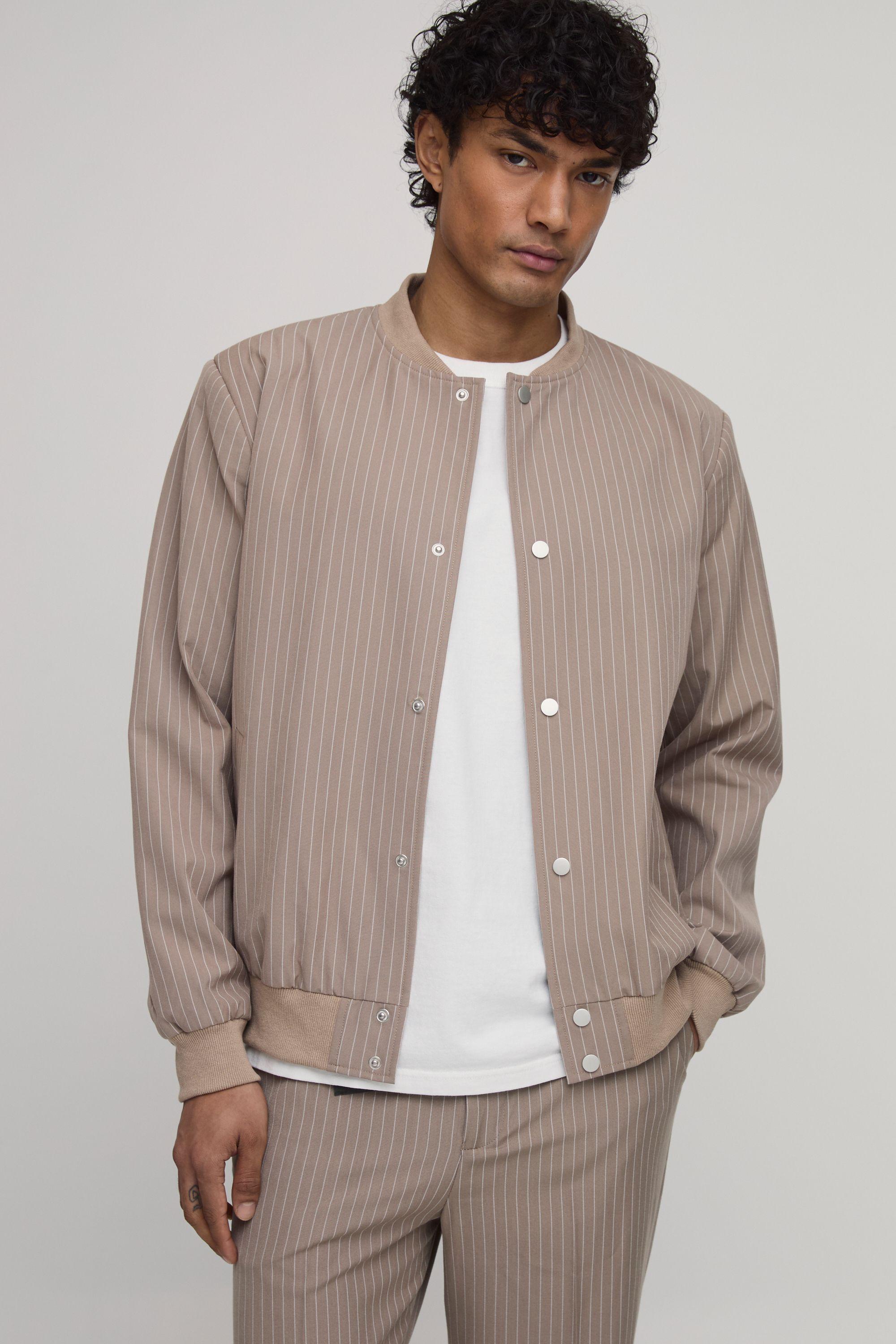 Tailored Regular Fit Stripe Bomber Co-Ord Jacket by BOOHOOMAN
