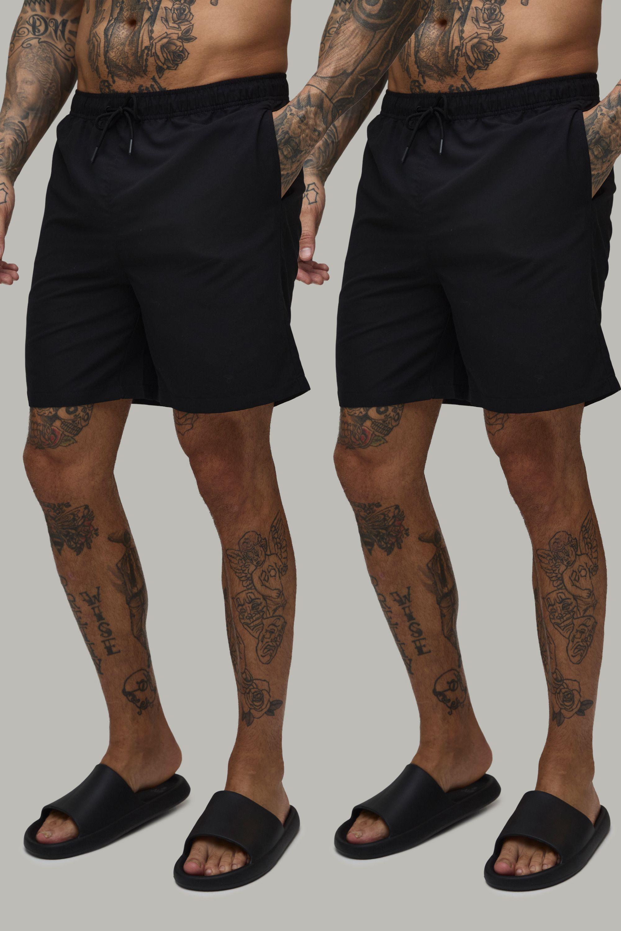Tall 2 Pack Mid Length Swim Short by BOOHOOMAN