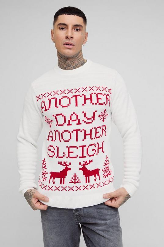 Tall Another Day Another Sleigh Christmas Jumper by BOOHOOMAN Tall Another Day Another Sleigh Christmas Jumper by BOOHOOMAN