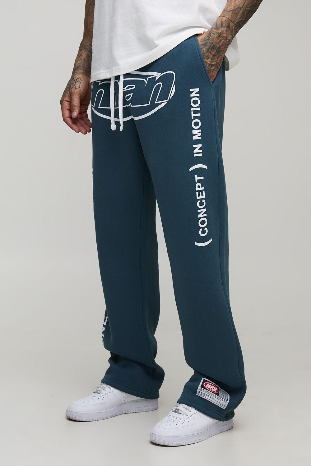 Tall Baggy Fit Extended Drawcord Man Print Joggers by BOOHOOMAN