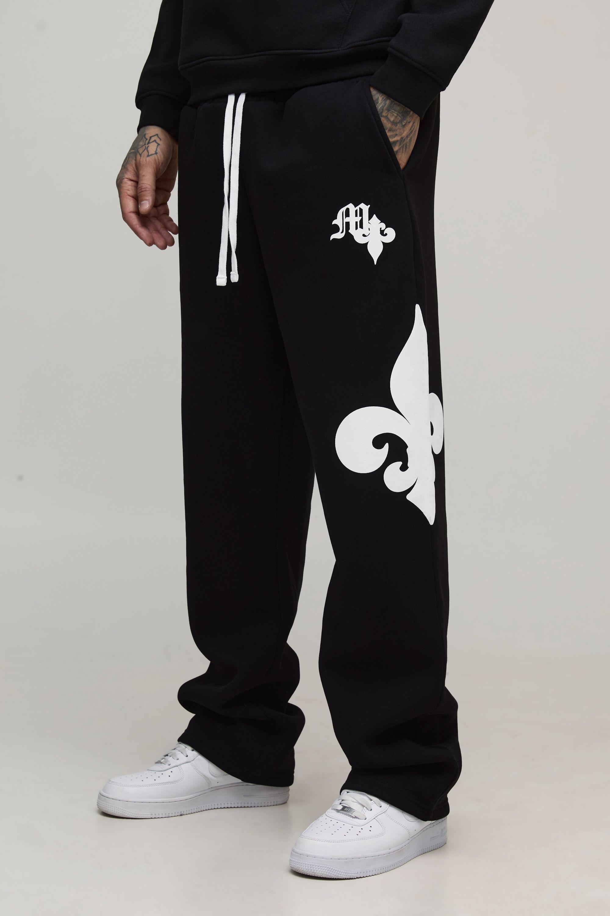 Tall Baggy Gothic Print Joggers by BOOHOOMAN