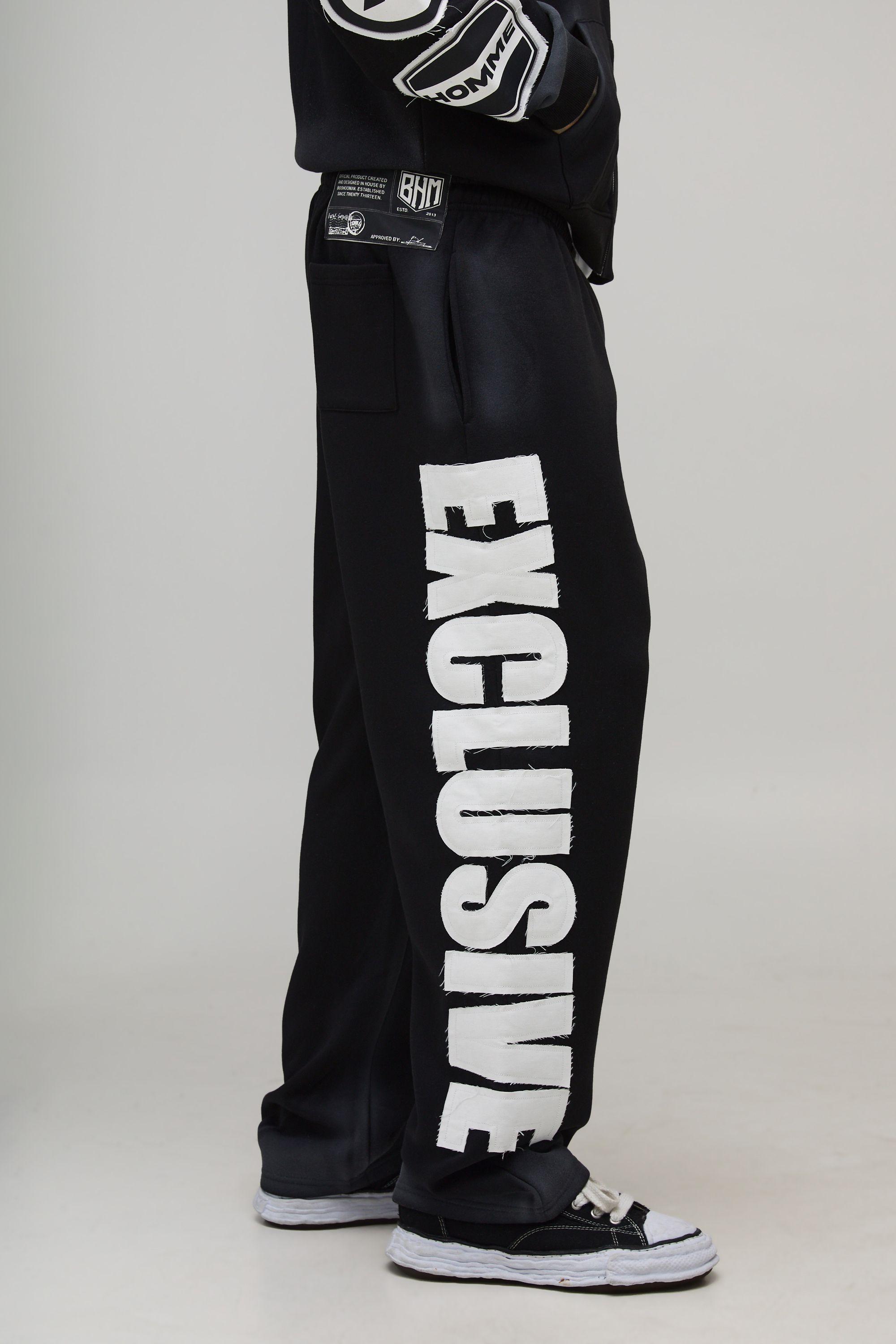 Tall Baggy Moto Applique Spray Wash Jogger by BOOHOOMAN