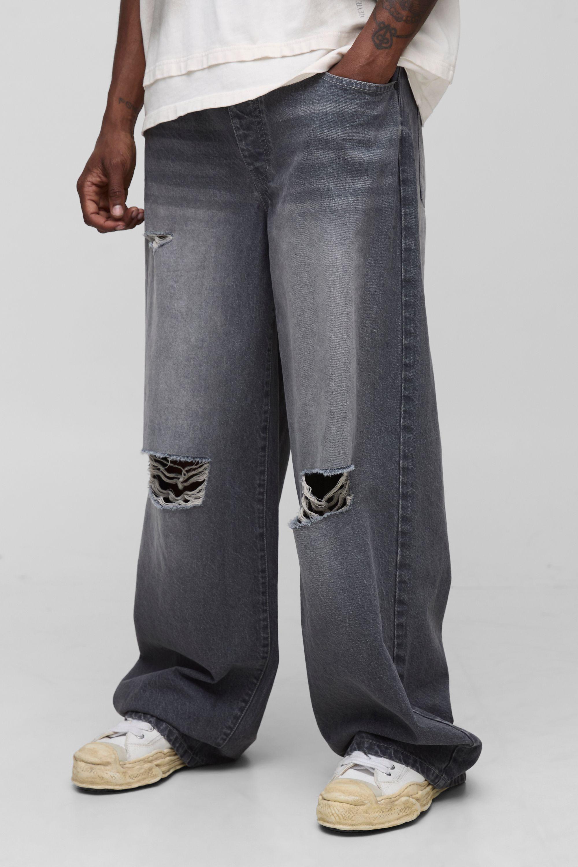 Tall Baggy Rigid Distressed Jeans by BOOHOOMAN