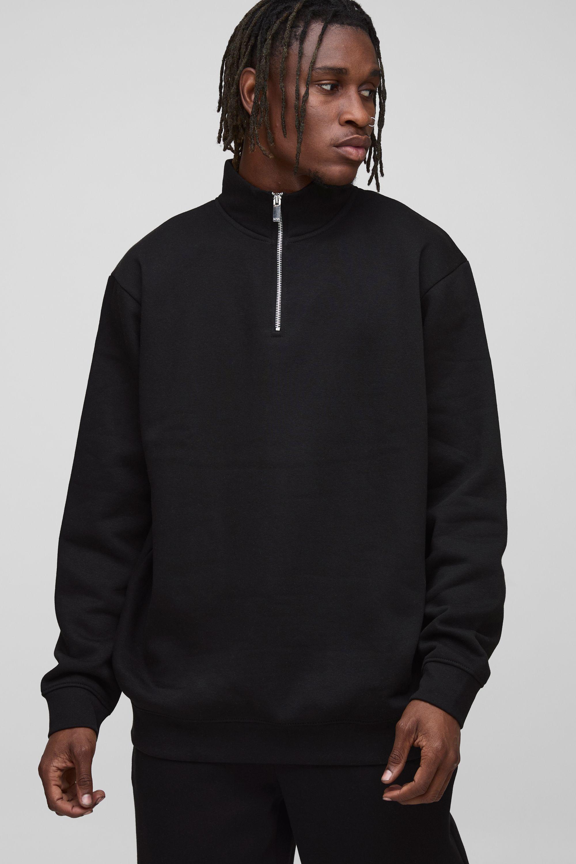 Tall Basic Oversized Quarter Zip Funnel Neck Sweatshirt by BOOHOOMAN
