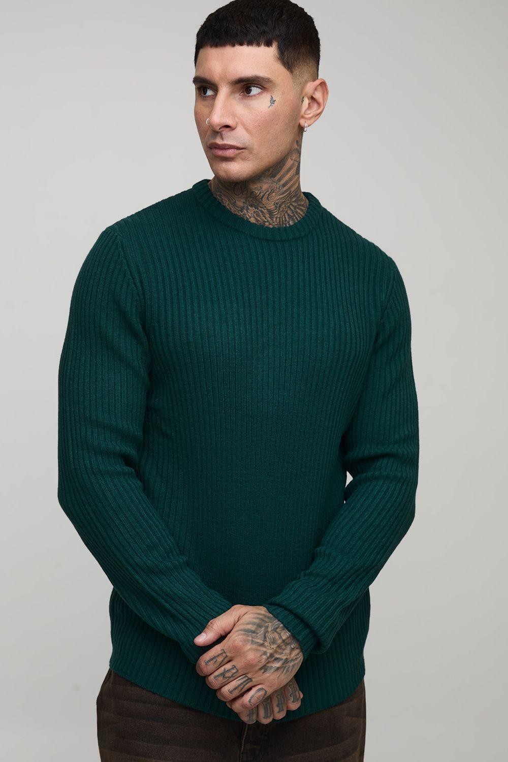 Tall Basic Regular Fit Ribbed Knitted Jumper by BOOHOOMAN Tall Basic Regular Fit Ribbed Knitted Jumper by BOOHOOMAN