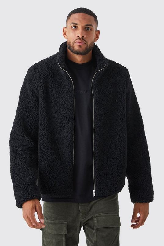 Tall Borg Funnel Neck Jacket in Black by BOOHOOMAN