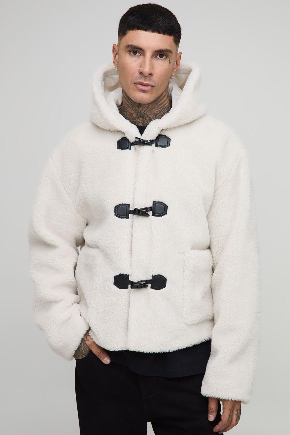 Tall Borg Regular Fit Boxy Duffle Coat by BOOHOOMAN