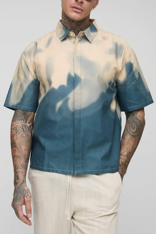 Tall Boxy Oversized Abstract Print Shirt by BOOHOOMAN
