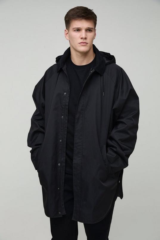 Tall Cord Collar Oversized Hooded Parka Jacket by BOOHOOMAN