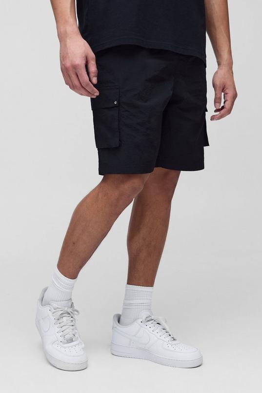 Tall Crinkle Nylon Relaxed Fit Cargo Shorts by BOOHOOMAN