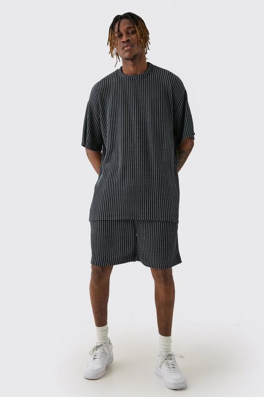 Tall Crochet Rib T-Shirt & Short Set by BOOHOOMAN