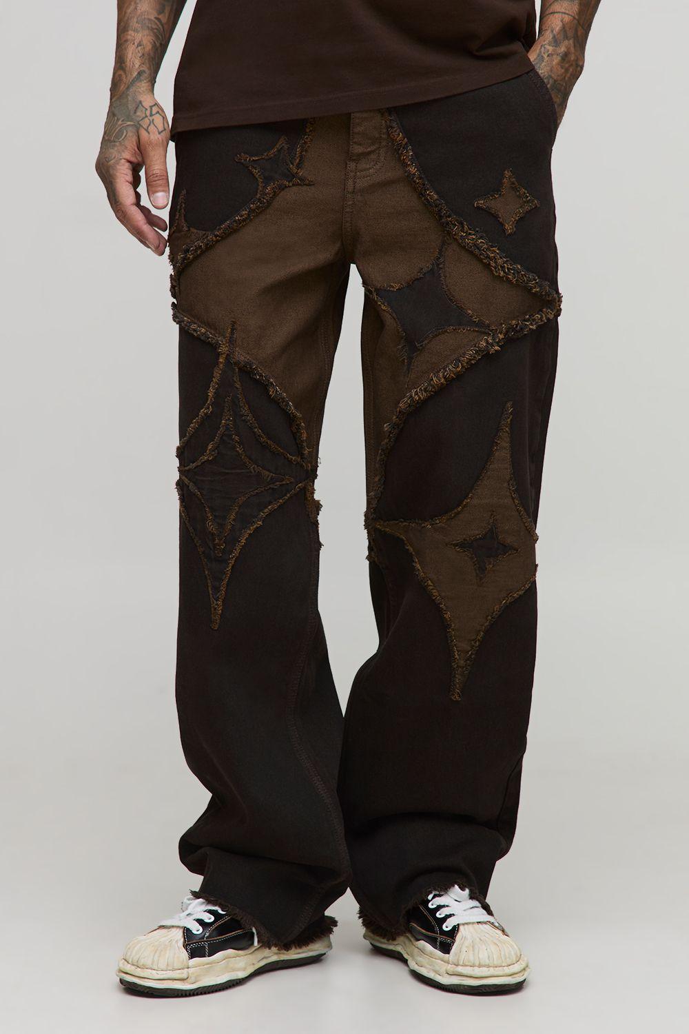 Tall Diamond Applique Relaxed Fit Jeans by BOOHOOMAN