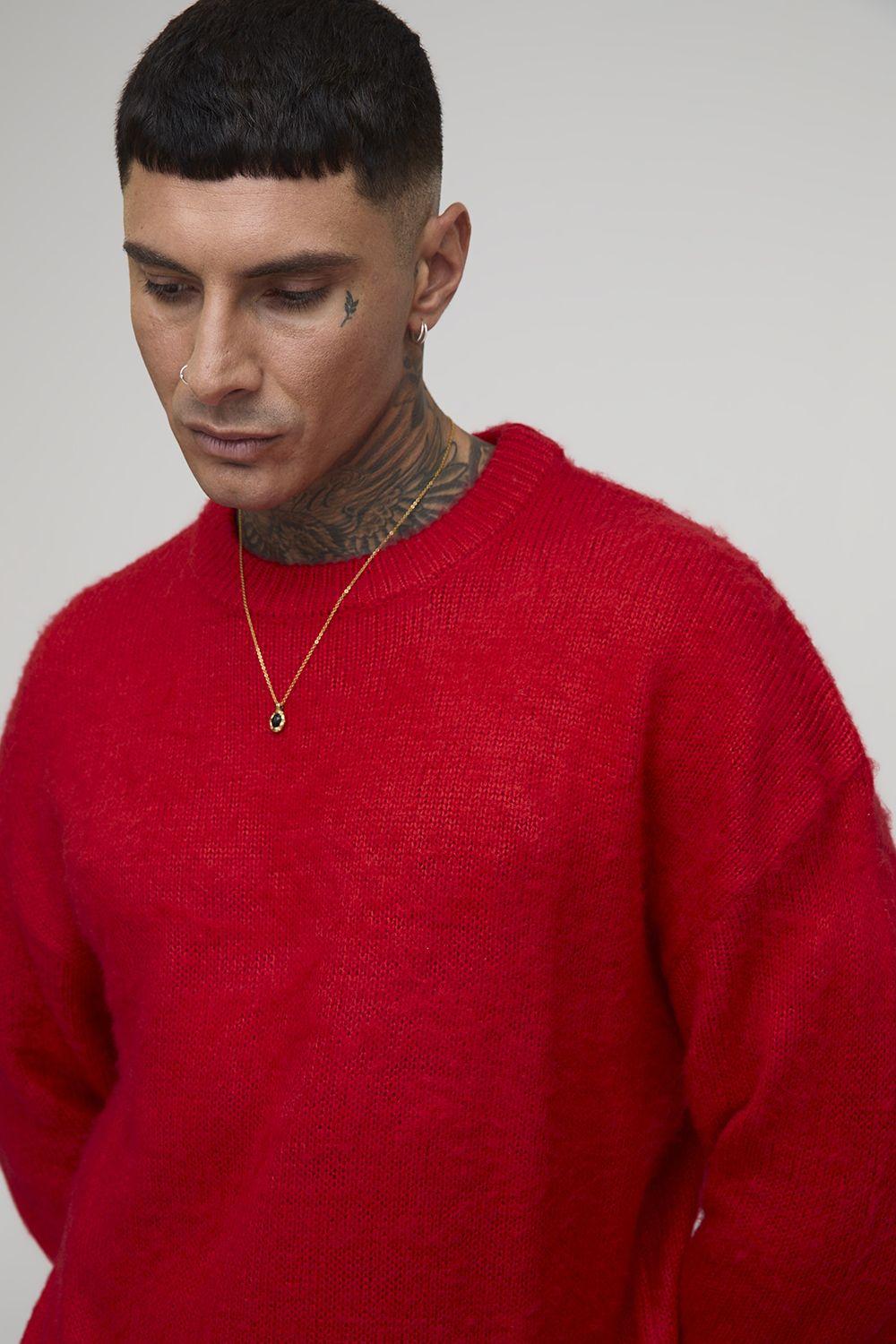 Tall Essential Boxy Fit Brushed Knitted Jumper by BOOHOOMAN