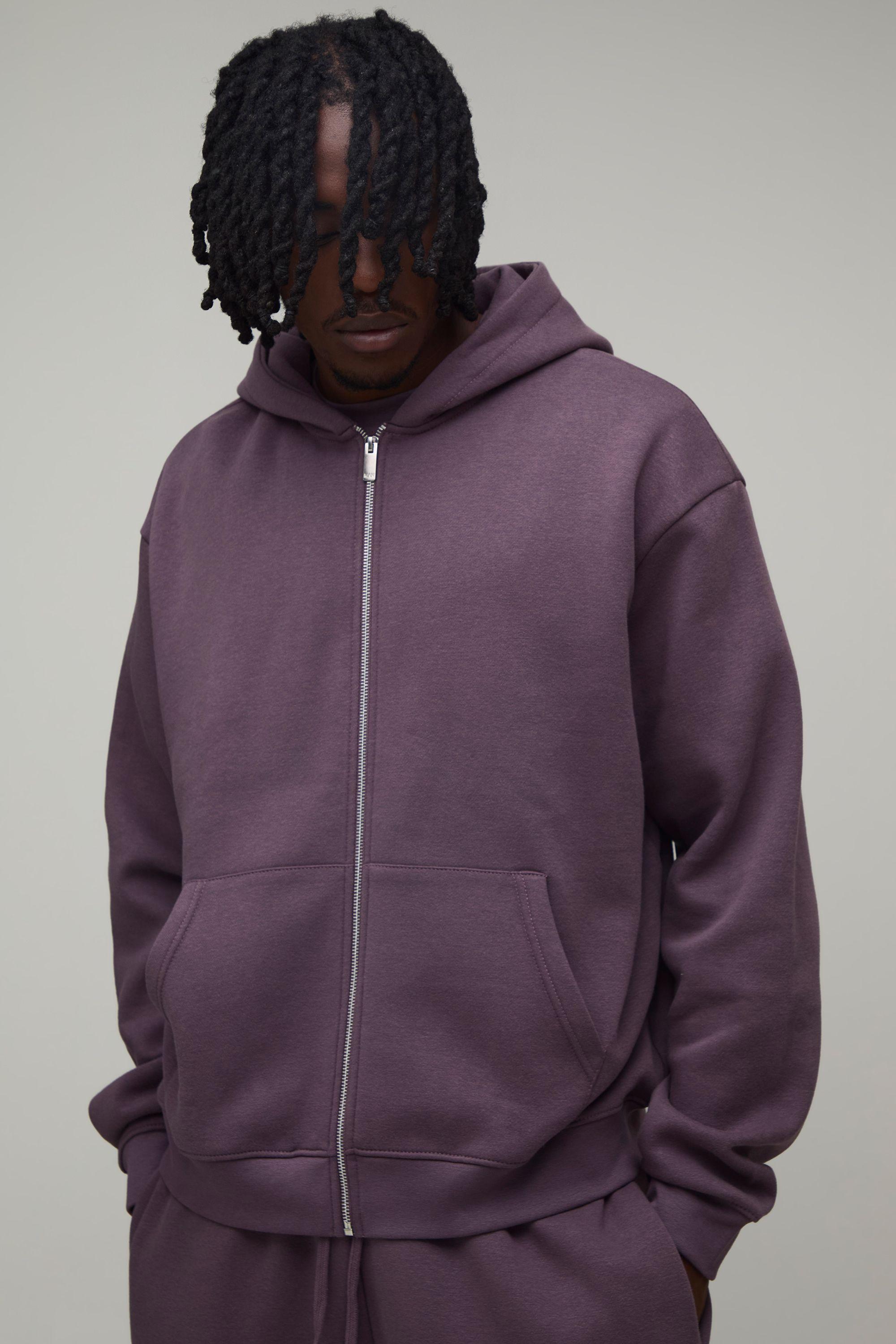 Tall Essential Oversized Boxy Zip Through Hoodie by BOOHOOMAN