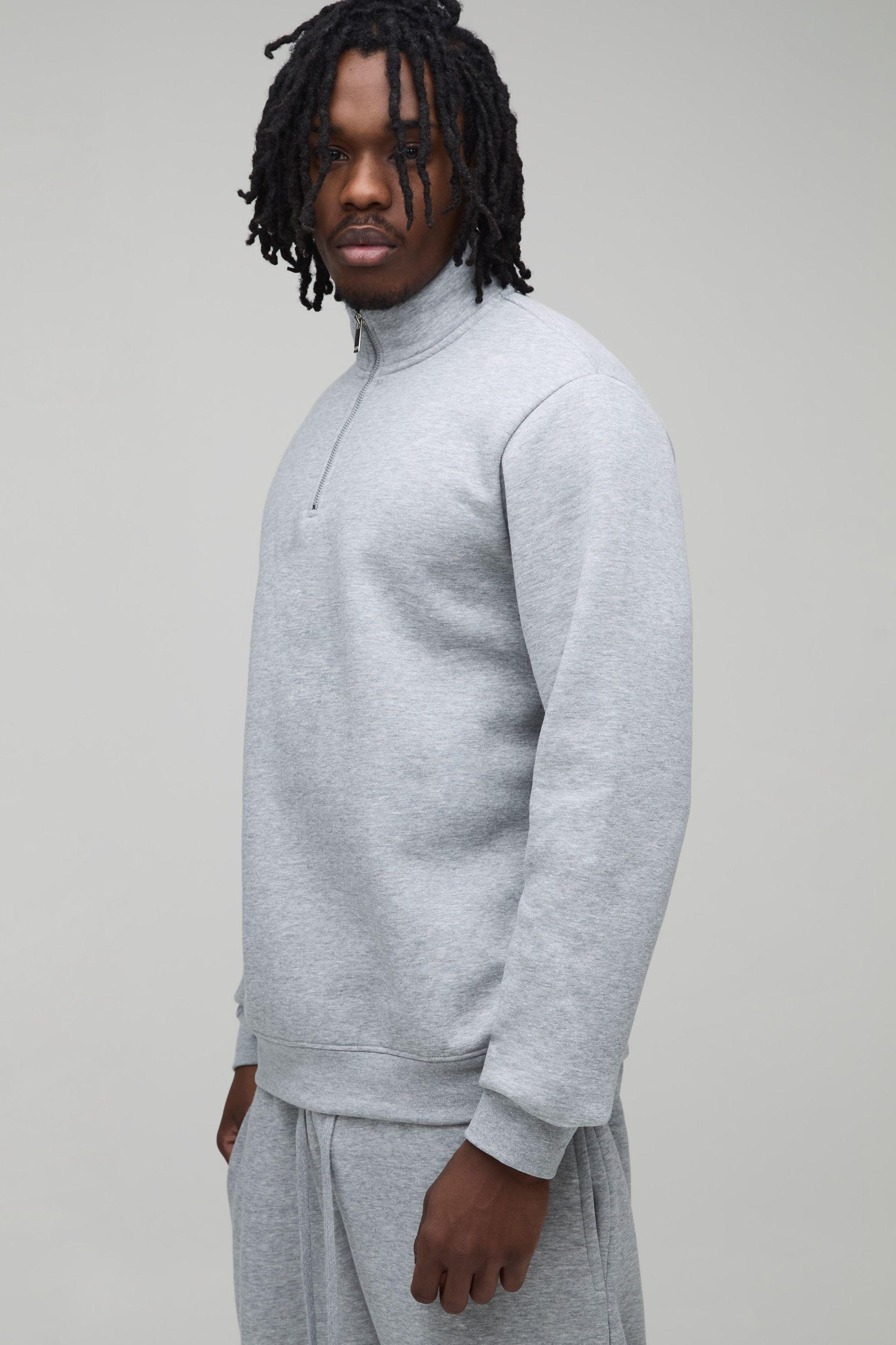 Tall Essential Regular Fit Quarter Zip Funnel Neck Sweatshirt by BOOHOOMAN