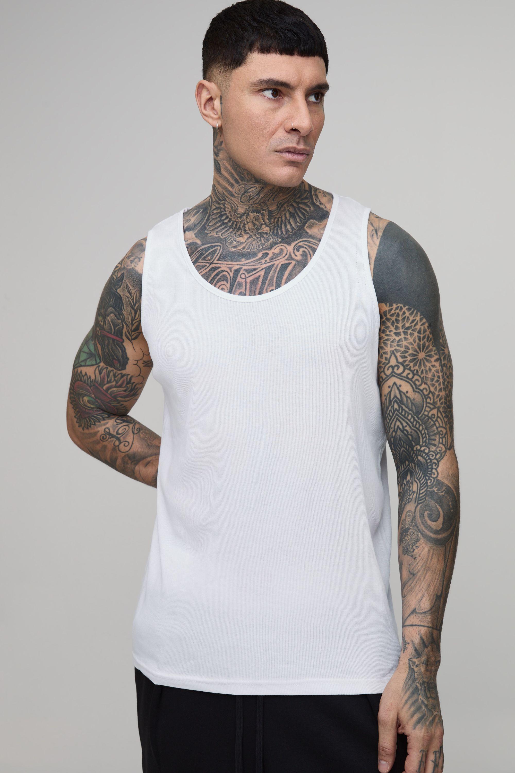 Tall Essential Regular Fit Ribbed Vest by BOOHOOMAN