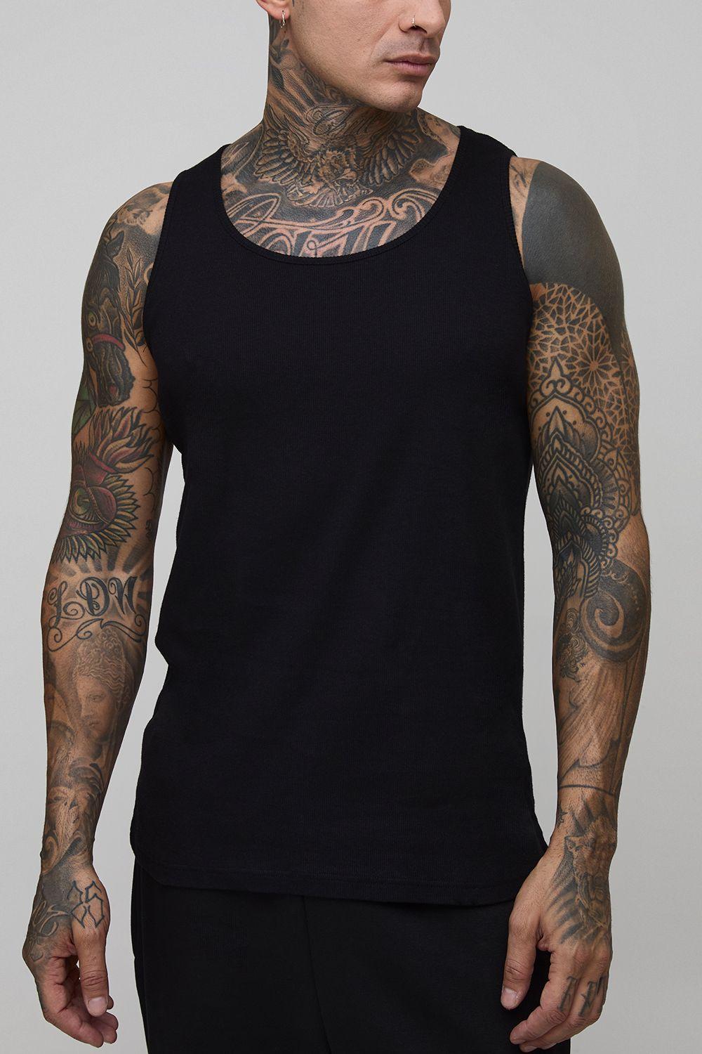Tall Essential Ribbed Vest by BOOHOOMAN