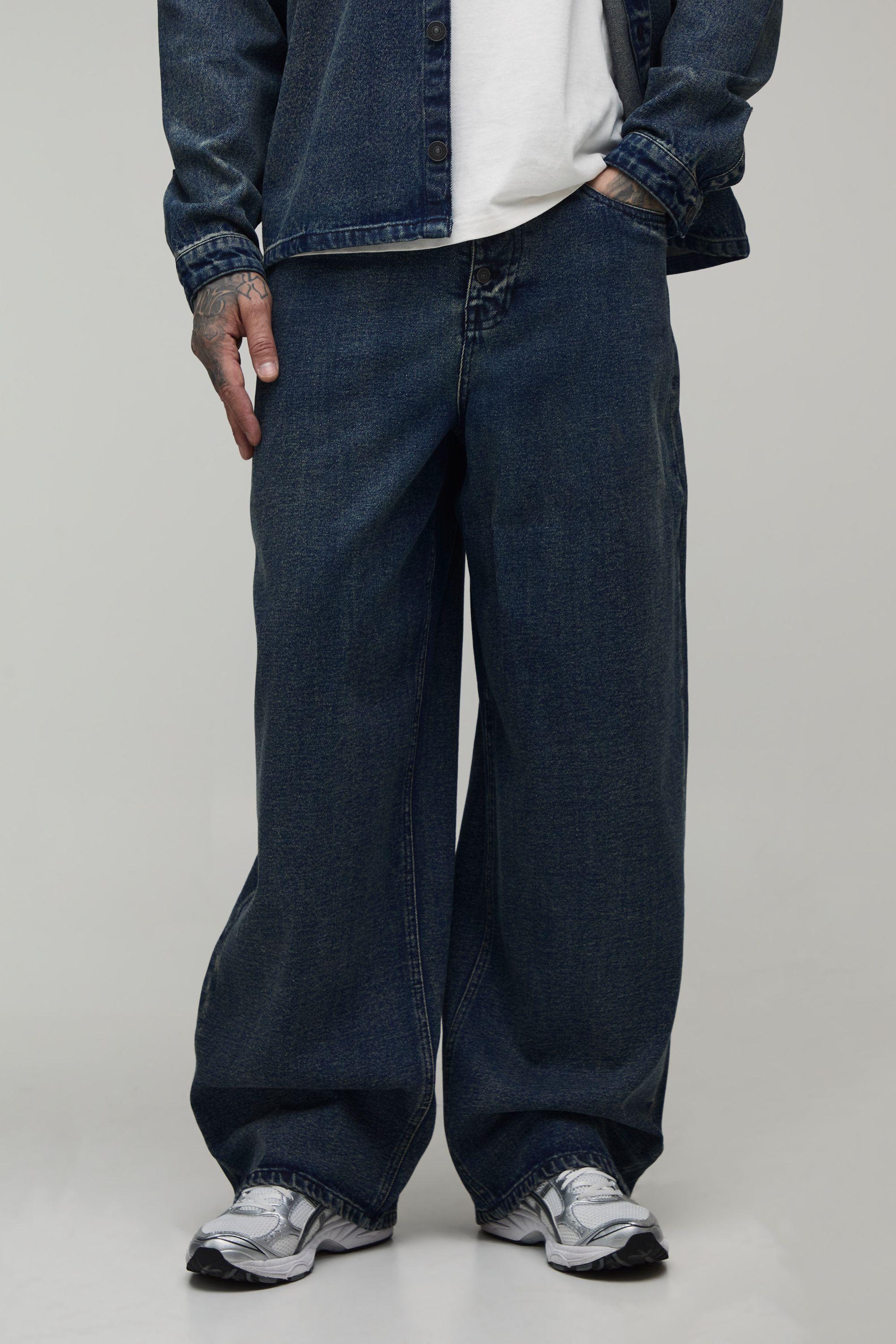 Tall Extreme Washed Super Baggy Jeans by BOOHOOMAN