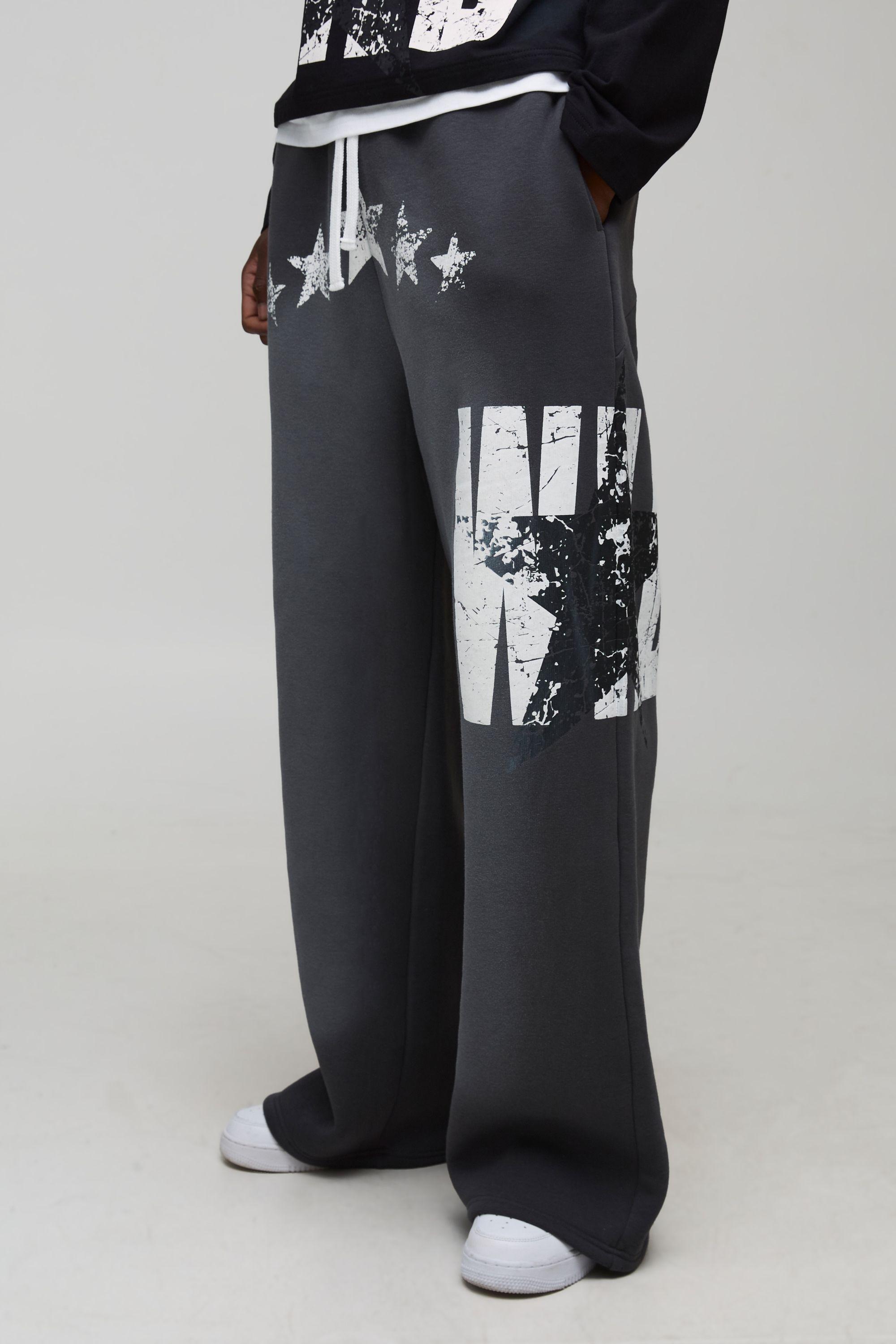 Tall Extreme Wide Leg Western Wild Star Graphic Washed Jogger by BOOHOOMAN