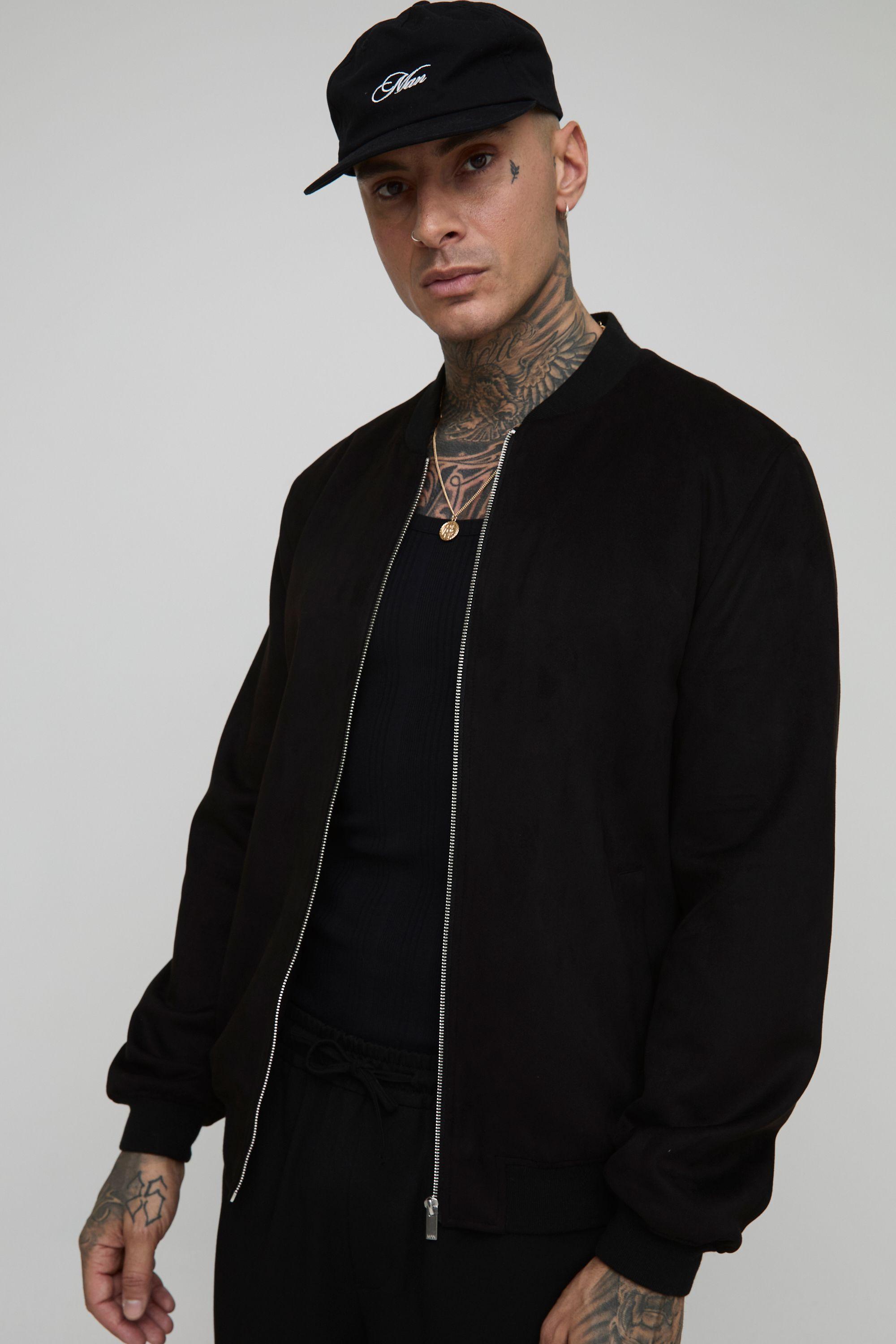 Tall Faux Suede Regular Fit Bomber Jacket by BOOHOOMAN