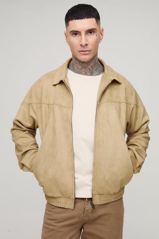 Tall Faux Suede Regular Fit Western Zip Up Jacket by BOOHOOMAN