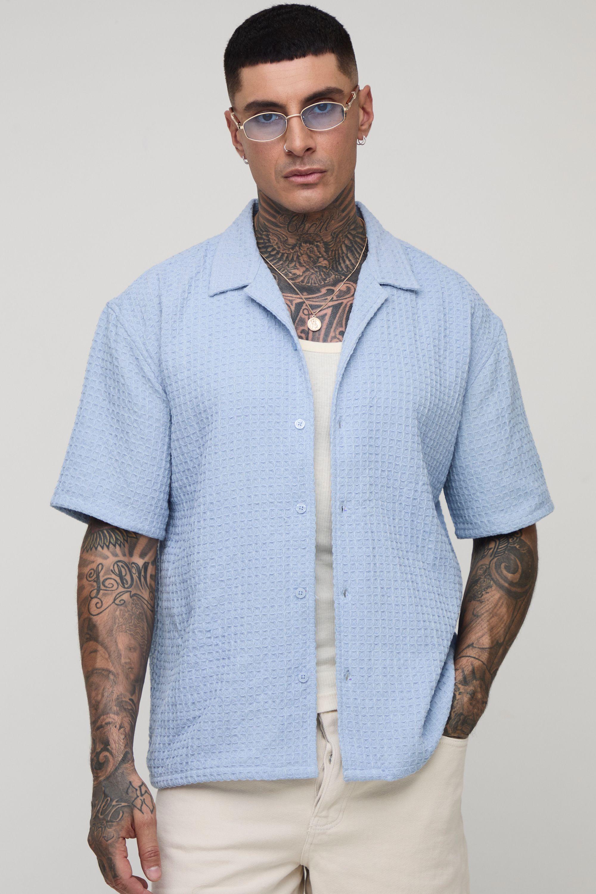 Tall Jumbo Waffle Regular Revere Shirt by BOOHOOMAN