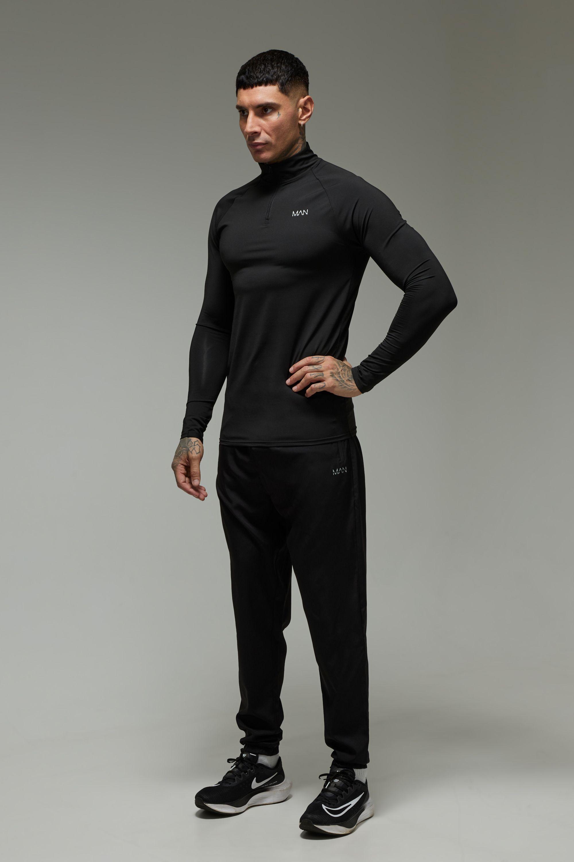 Tall Man Active Regular Fit Quarter Zip and Jogger Tracksuit by BOOHOOMAN