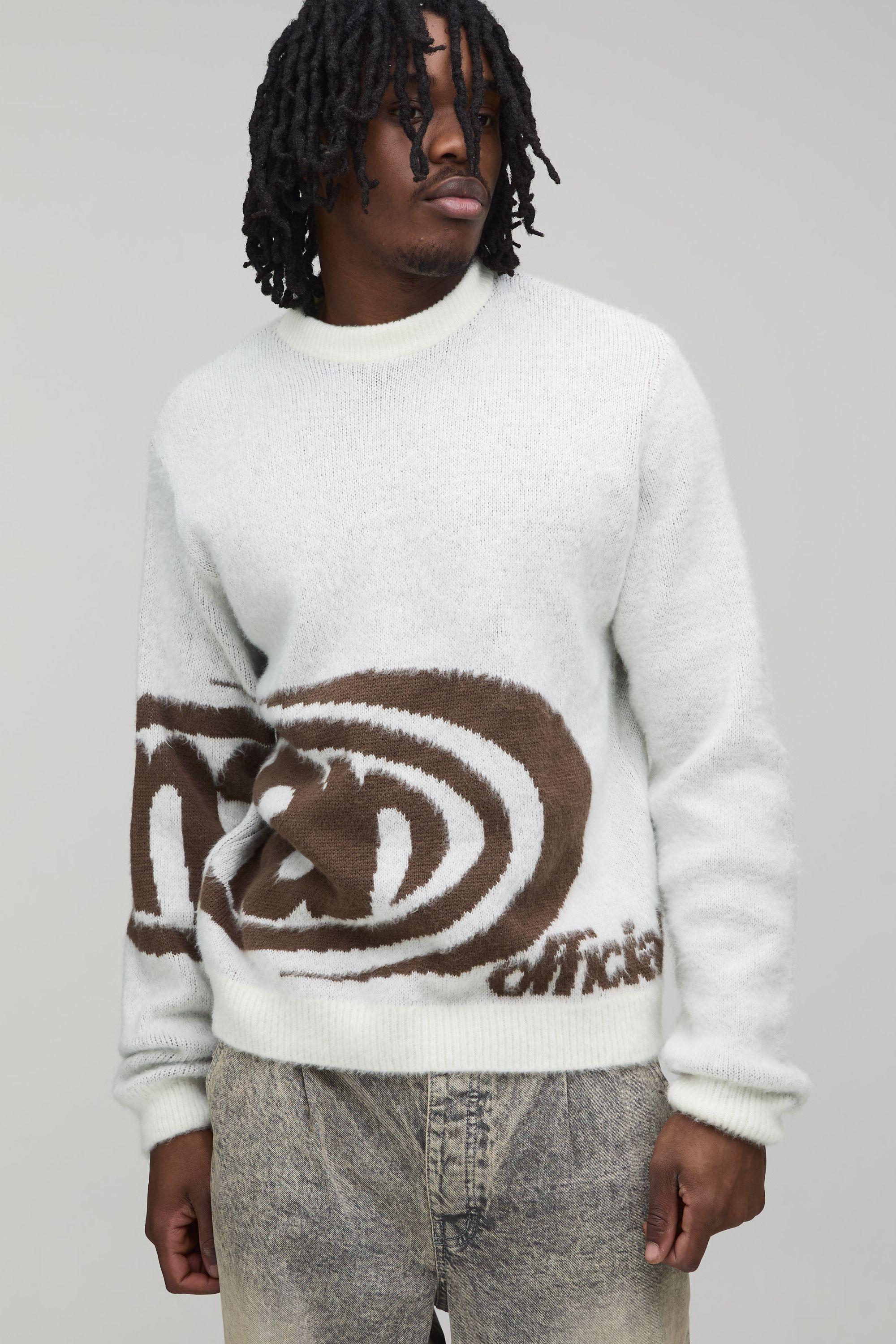 Tall Man Boxy Brushed Jacquard Knitted Jumper by BOOHOOMAN