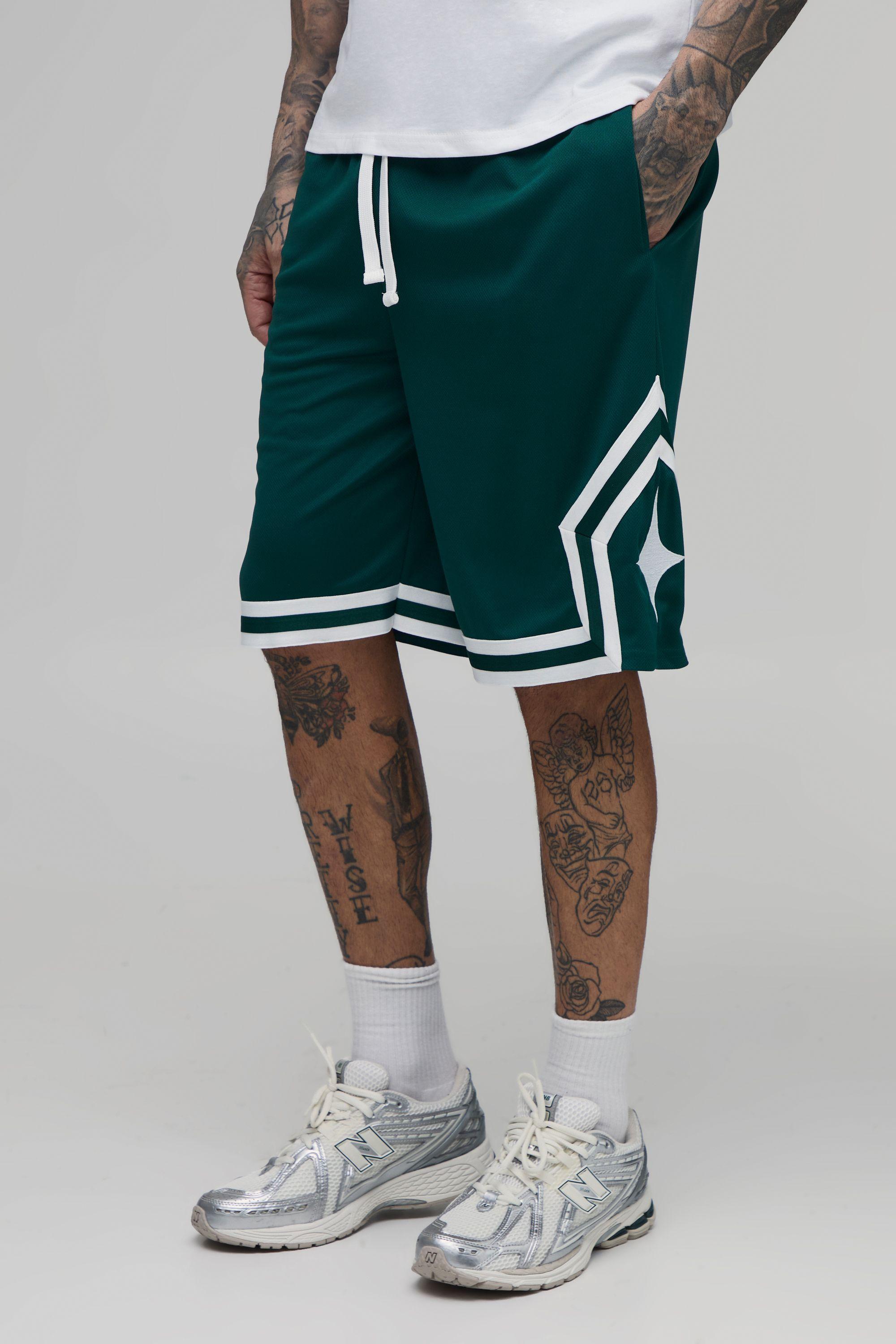 Tall Mid Length Mesh Tape Detail Basketball Shorts by BOOHOOMAN