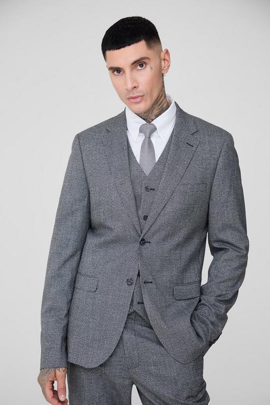 Tall Mini Dogtooth Single Breasted Slim Fit Suit Jacket by BOOHOOMAN Tall Mini Dogtooth Single Breasted Slim Fit Suit Jacket by BOOHOOMAN